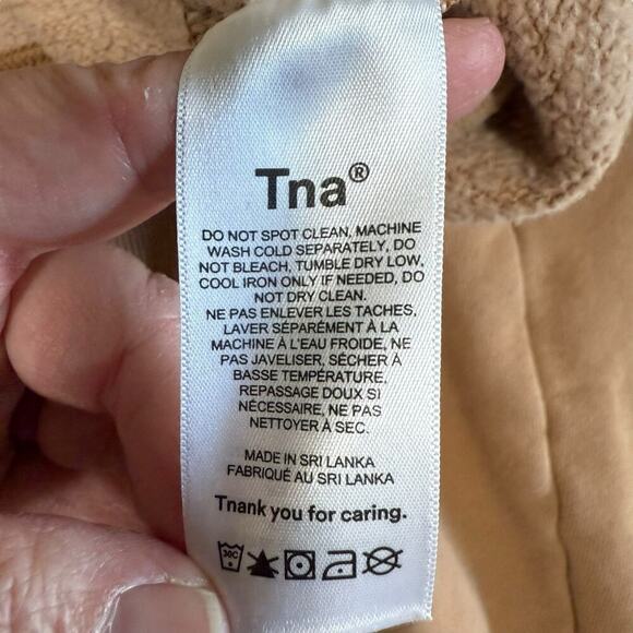 TNA Aritzia Cozy Fleece Perfect Fit Hoodie Sweatshirt Women M Beige Pullover - Picture 7 of 11